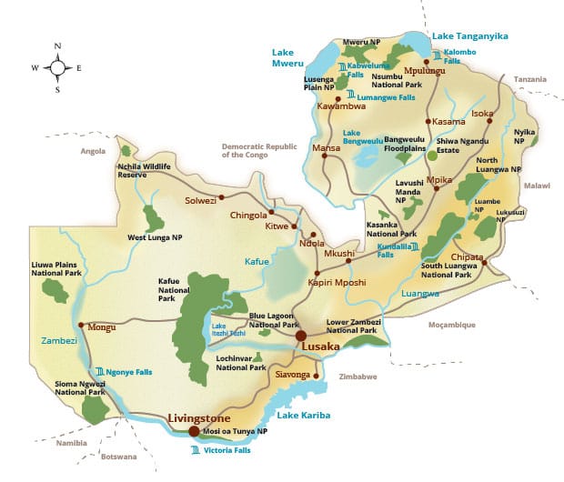 Detailed Map of Zambia with Rivers: Explore the Country's Waterways and Geography detailed-map-of-zambia-with-rivers-explore-the-countrys-waterways-and-geography-1