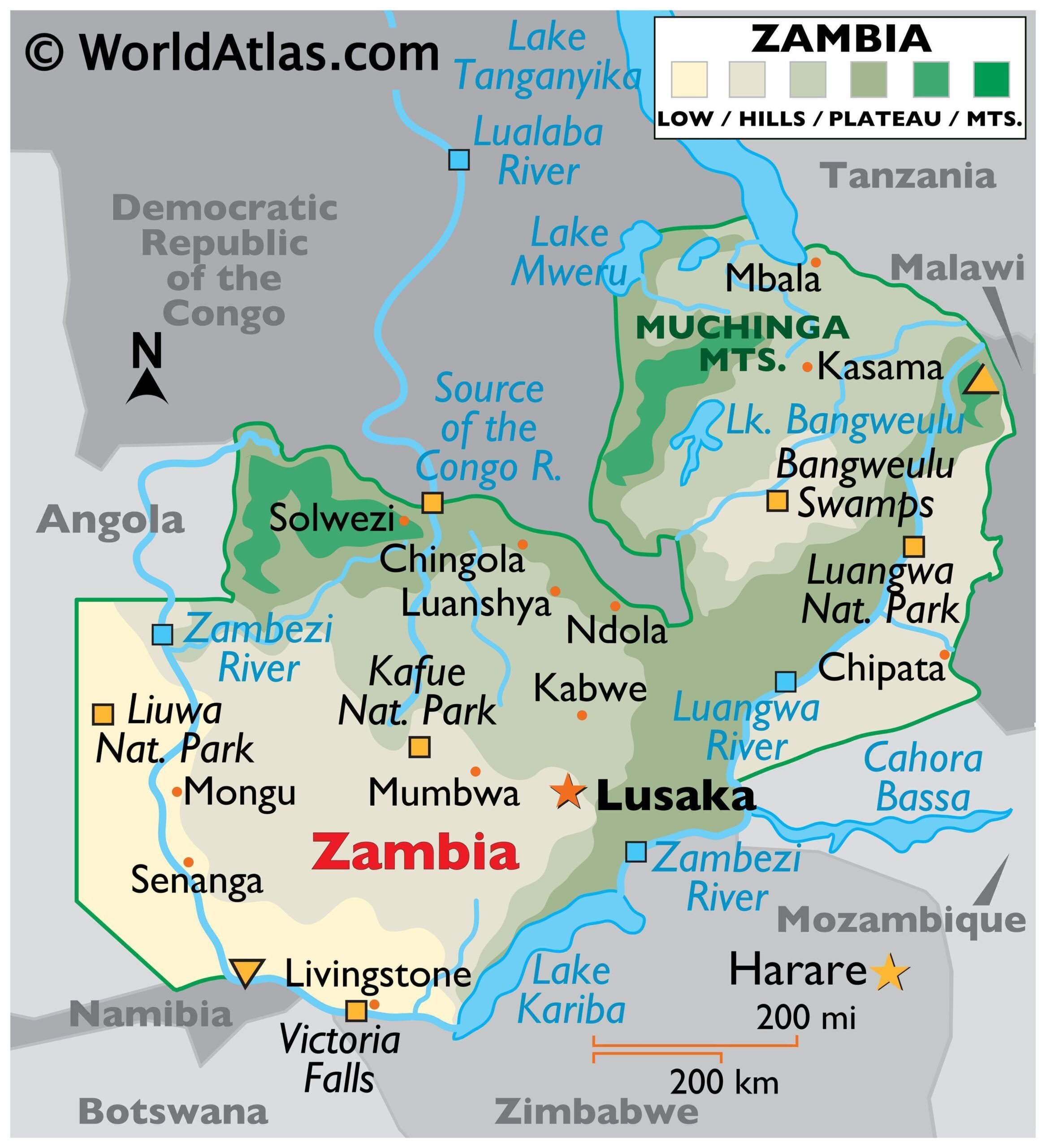 Detailed Map of Zambia with Rivers: Explore the Country's Waterways and Geography detailed-map-of-zambia-with-rivers-explore-the-countrys-waterways-and-geography-2