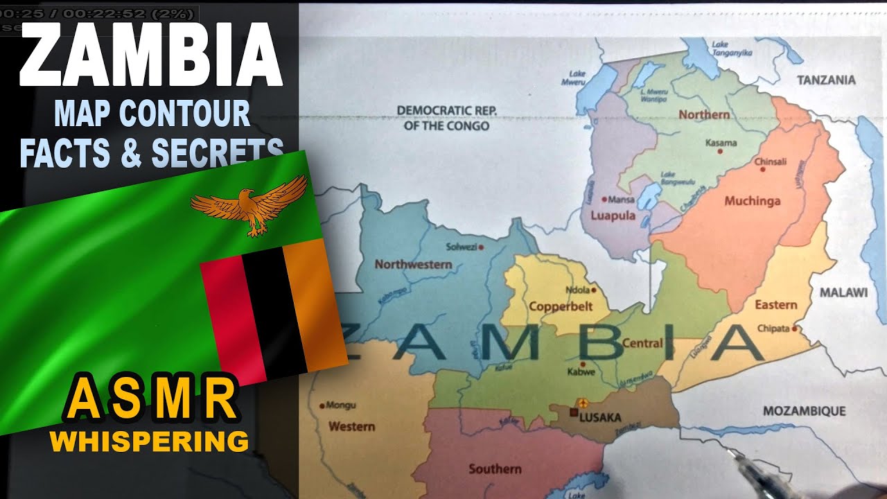 detailed map of zambia with town
